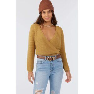 ONeill Brena Sweater Size XL V Neck Faux Wrap Long Sleeve Antelope Cozy Knit NEW